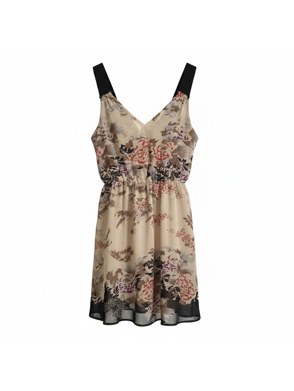 Vintage Staring at Stars Floral Print Sleeveless Dress with Black Straps